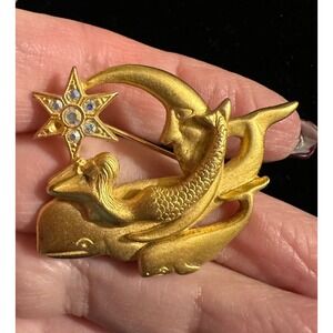Kirk's Folly Mermaid Whale Moon & Star Pin